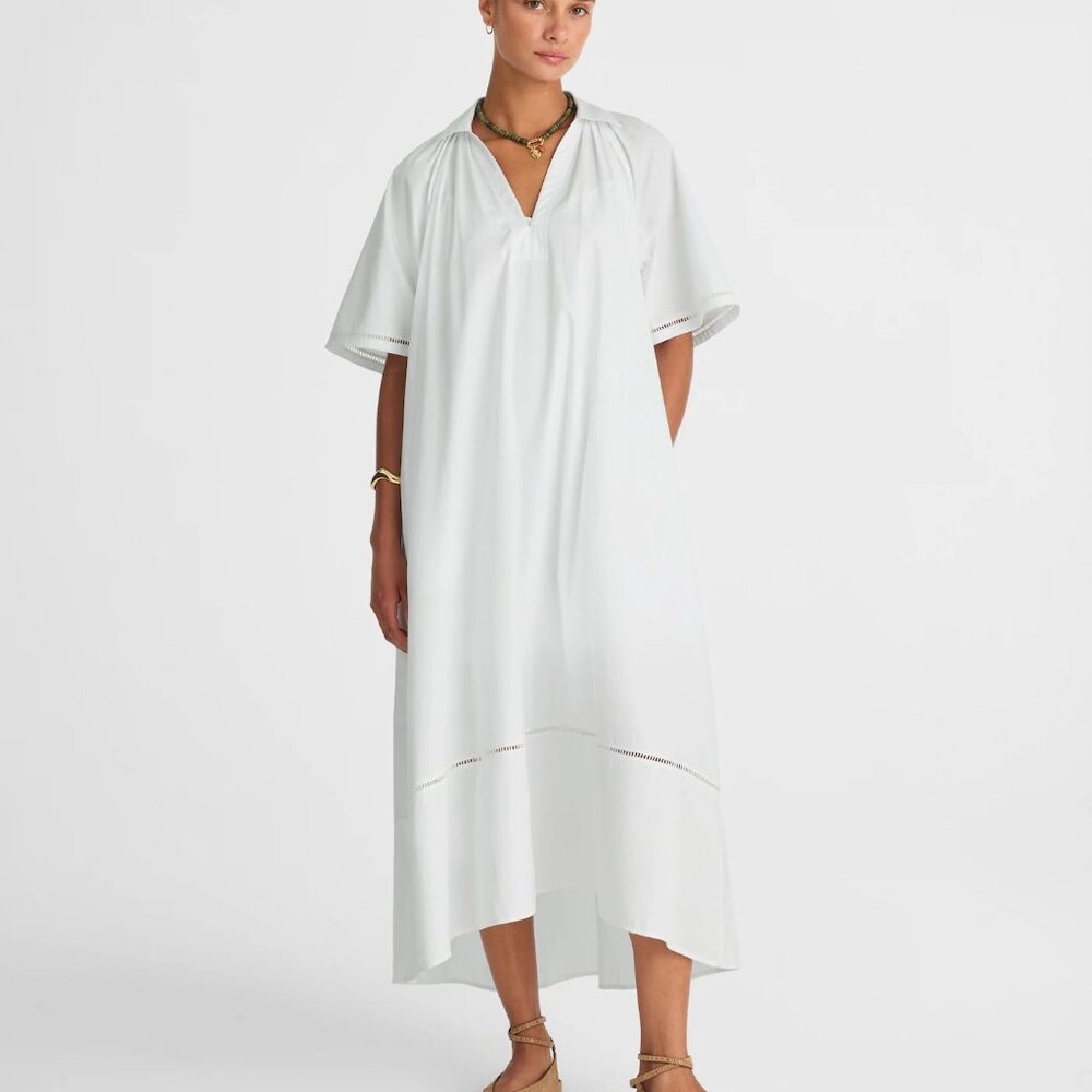 Madewell Poplin Splitneck Midi Shirtdress in White